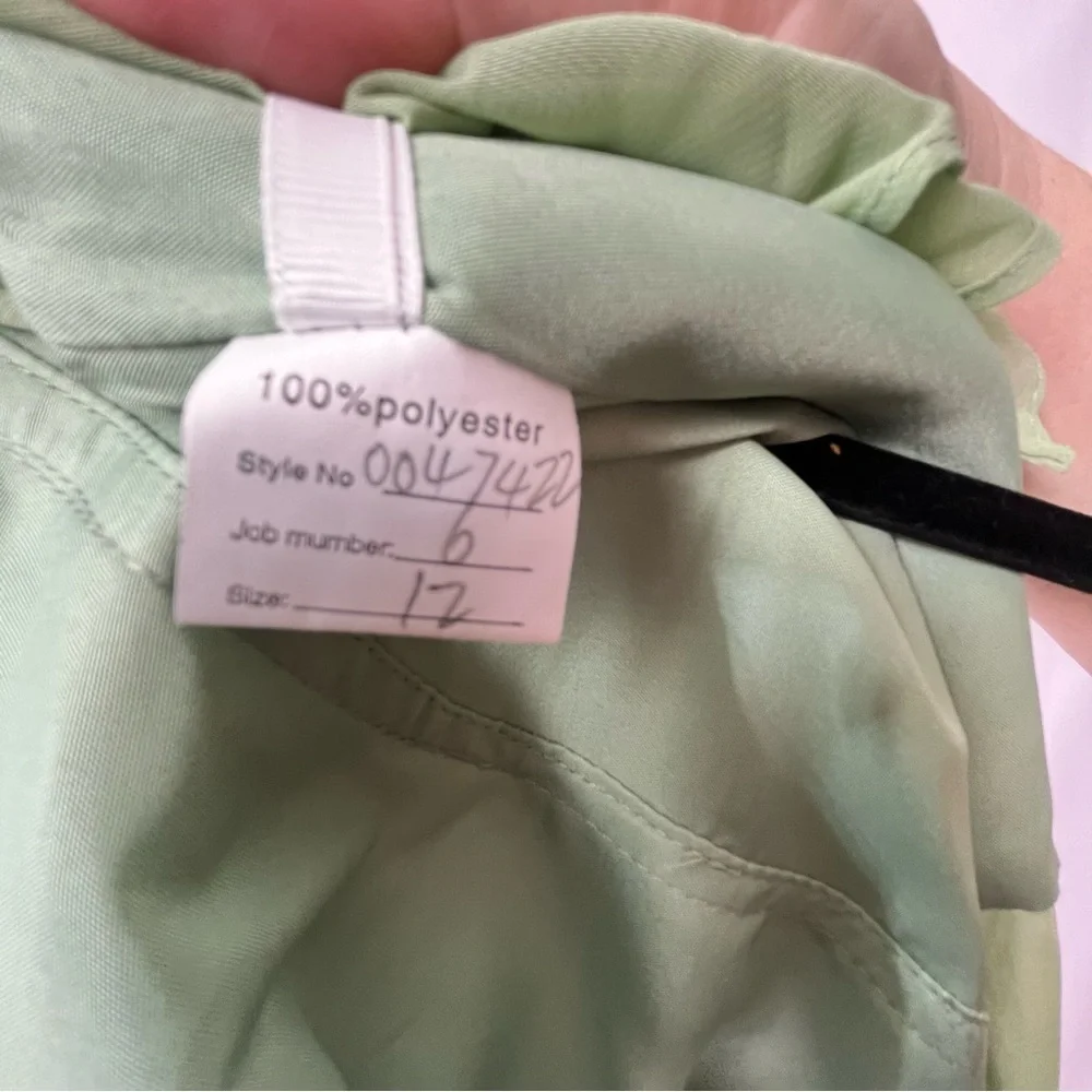 Women’s Jumpsuit Romper Pants suit Sage Green Ruffle Flutter Overlay Sz 12 NWT